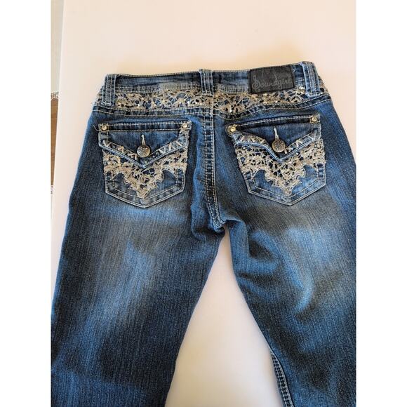 Soundgirl Jeans Women's Size 3 Blue Denim Bootcut Light Wash Embellished Logo - Picture 9 of 9